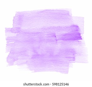 Violet light color hand drawn watercolor isolated vector spot on white background for print, design. Abstract brush paint paper texture vivid striped smear element for card, wallpaper, decor