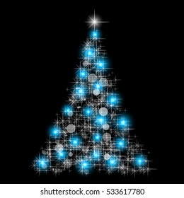 Violet lights on Christmas tree from light vector background