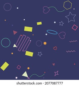 Violet Lime Dark Multicolor Purple Wave Blue Simple Hipster Art. Rectangle Simple Hearts Oval Colorful Polygonal Square Illustration. Ring Yellow Red Green Circle Pastel Geometrical Design.