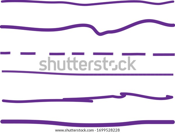 Violet\
lines hand drawn vector set isolated on white background.\
Collection of doodle lines, hand drawn template. Violet marker and\
grunge brush stroke lines, vector\
illustration