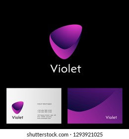 Violet logo. V letter. Violet abstract symbol. Web, user interface icon. Identity. Business card.