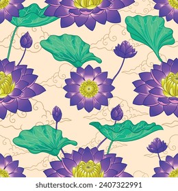 Violett Lotus Nahtloses Muster