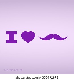 Violet  love mustache shape isolated 