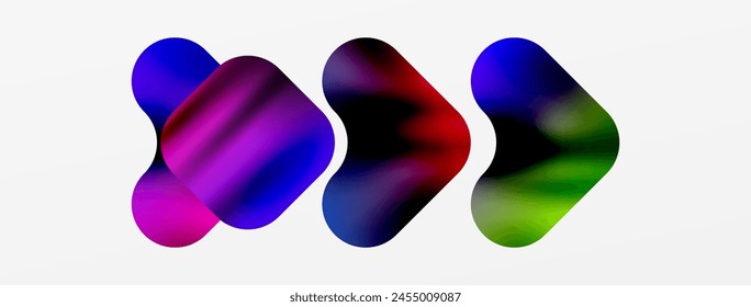 Violet, Magenta, and Electric blue arrows contrast against a white background. The arrow pattern creates a dynamic and artistic display with hints of Carmine and natural materials