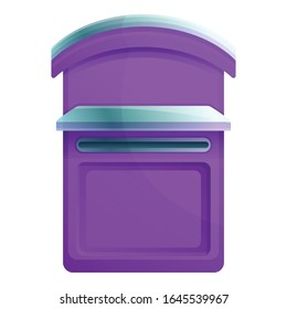 Violet mailbox icon. Cartoon of violet mailbox vector icon for web design isolated on white background