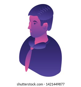 Violet man avatar icon. Isometric of violet man avatar vector icon for web design isolated on white background