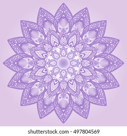 Violet Mandala. Vector Illustration. Round Ornament Pattern.