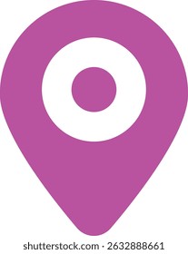Violet Map Pointer Vector Icon – Flat Contour Location Symbol on White Background for Navigation Apps, GPS Interfaces, and Travel UI Design. Map Pointer vector icon. Style is contour flat icon symbol,