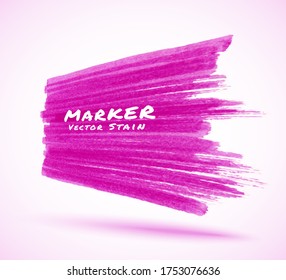 Violet marker stroke stain texture background in perspective. Grunge textured sale banner. Vector logo illustration.