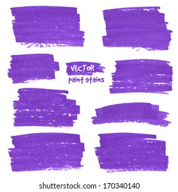 Violet marker textured vector stains