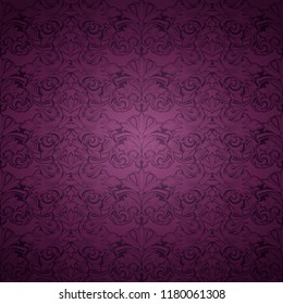 violet, marsala, purple vintage background , royal with classic Baroque pattern, Rococo with darkened edges background(card, invitation, banner). Square format