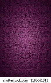 violet, marsala, purple vintage background , royal with classic Baroque pattern, Rococo with darkened edges background(card, invitation, banner). vertical format