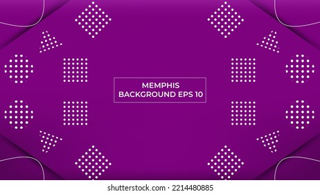 Violet Memphis Background with triangle, square shaped dot is suitable for flyers, banners, advertisements, posters, and websites. vector illustration. eps 10
