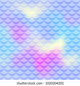 Violet mermaid vector background. Cold gamma iridescent background. Fish scale pattern. Mermaid seamless pattern tile. Holographic gradient. Mermaid skin seamless pattern. Mermaid wrapping paper