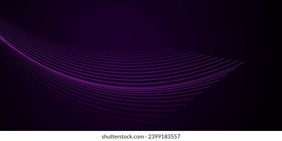 Violet minimal wavy lines abstract geometric tech background. Vector design