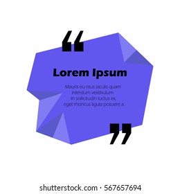 Violet modern vector geometric quote text bubble 