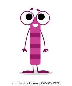 Violet monster character. Sticker for social networks and messengers. Graphic element for website. Tall and thin mutant. Fantasy and imagination, mysticism concept. Cartoon flat vector illustration