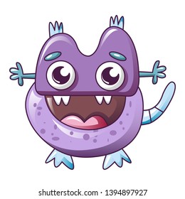 Violet monster icon. Cartoon of violet monster vector icon for web design isolated on white background