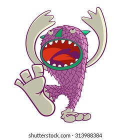 Violet monster on white background