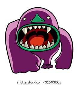 Violet monster on white background