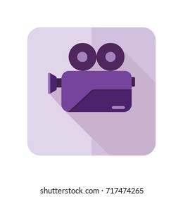 violet movie camera icon.