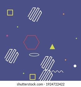 Violet Multicolor Grey Digital Geometrical Art Illustration. Simple Purple Orange Ornamental Fabrics. Blue Green Yellow Vector Background. Pink Colorful Red Modern Hipster Style Background.