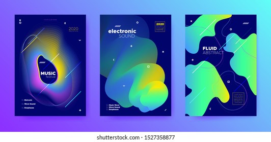 Violet Music Party. Gradient Sound. Trance Concert. Colorful 3d Fluid Movement. Vivid Music Poster. Futuristic Pattern. Techno Concert. Neon 3d Flow Template. Multicolor Music Flyer.