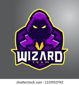 Violet Mystic Wizard Team e-Sport Emblem Badge Esport Logo Game Design. Identity for gamer streamer