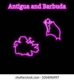 Violet neon Antigua and Barbuda map silhouette