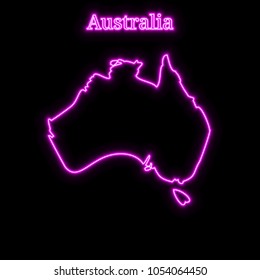 Violet neon Australia map silhouette