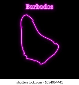 Violet neon Barbados map silhouette
