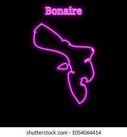 Violet neon Bonaire map silhouette