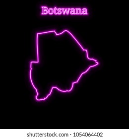 Violet neon Botswana map silhouette