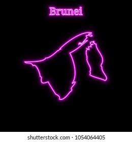 Violet neon Brunei map silhouette