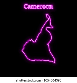 Violet neon Cameroon map silhouette