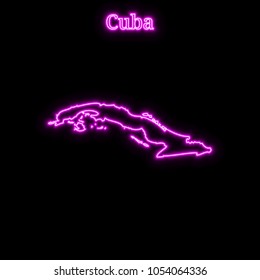 Violet neon Cuba map silhouette