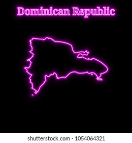 Violet neon Dominican Republic map silhouette