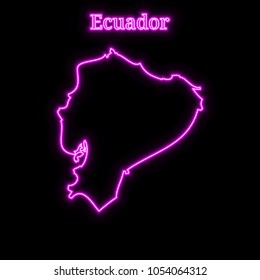 Violet neon Ecuador map silhouette