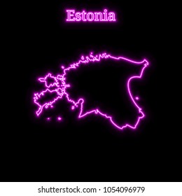 Violet neon Estonia map silhouette