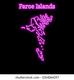 Violet neon Faroe Islands map silhouette