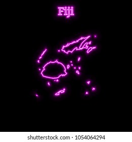 Violet neon Fiji map silhouette