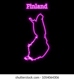 Violet neon Finland map silhouette