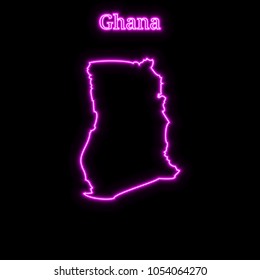 Violet neon Ghana map silhouette