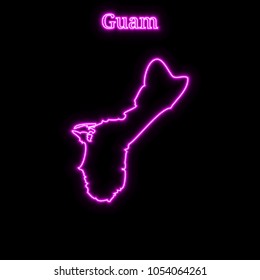 Violet neon Guam map silhouette