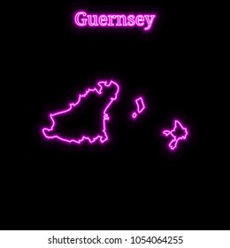 Violet neon Guernsey map silhouette