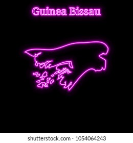 Violet neon Guinea Bissau map silhouette