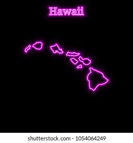 Violet neon Hawaii map silhouette