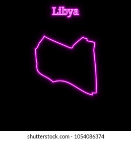 Violet neon Libya map silhouette