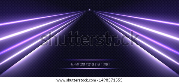 Violet neon light effect isolated on\
transparent background. Dynamic purple slow shutter speed effect.\
Abstract luminescent lines vector\
illustration.