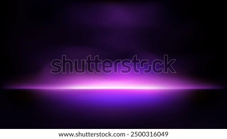Violet neon light studio backdrop on black background with purple smoke reflecting backlight on wall and floor, dark room excitement and heat, excitement of competition, future and modern technology.